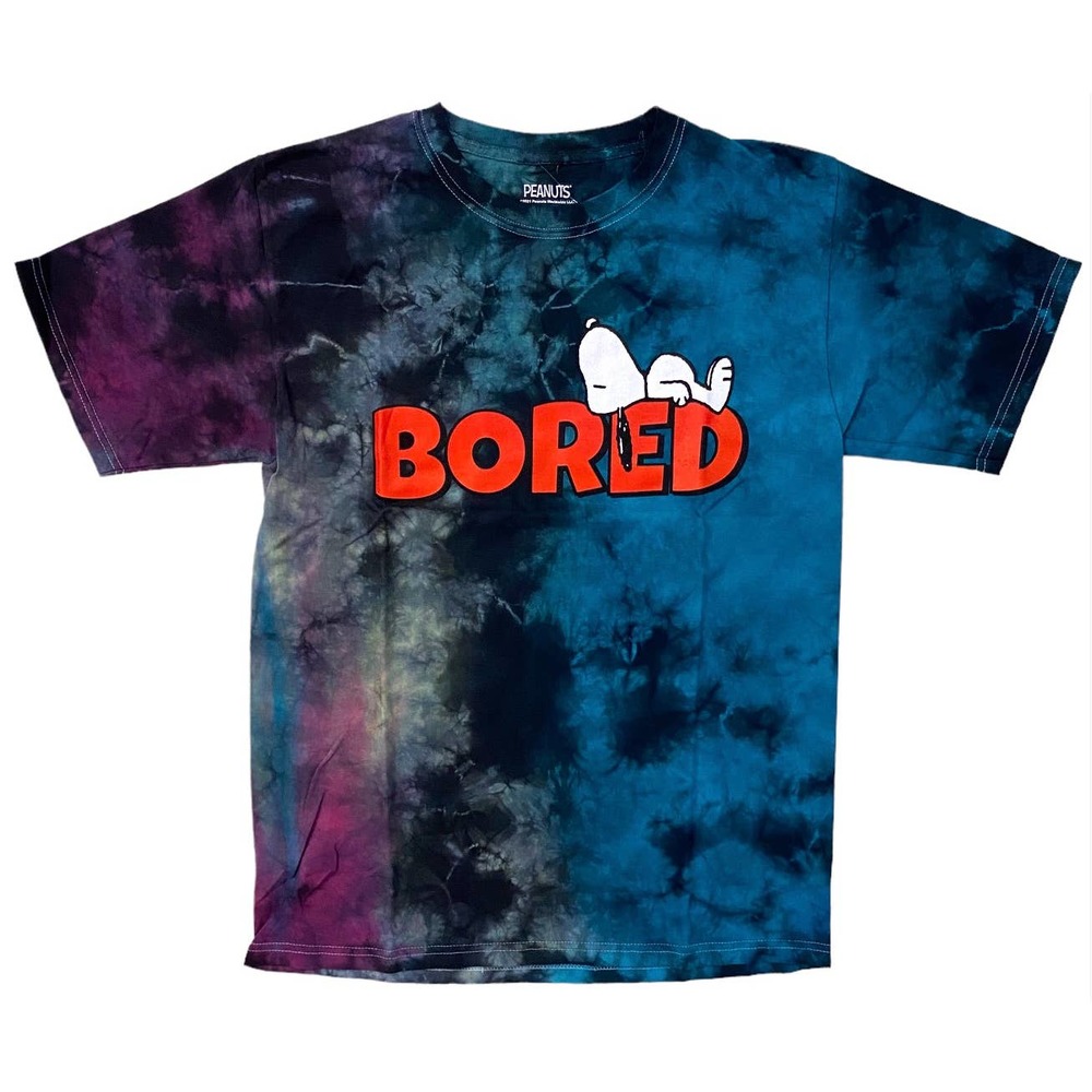 Peanuts Men's Officially Licensed Tie Dye Snoopy Bored Tee T-Shirt